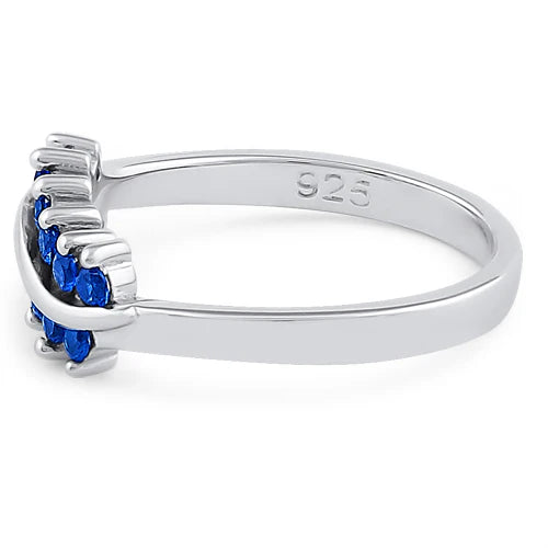 ANILLO EN PLATA CON ZAFIROS AZULES EN CURVA
