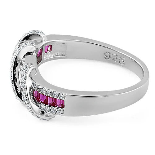 ANILLO EN PLATA CON RUBY DISEÑO ENROLLADO CON MICROCIRCONES APCH59