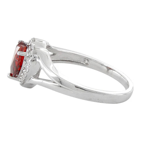 ANILLO EN PLATA CORAZON GRANATE CON MICROCIRCONES ALREDEDOR APCH68