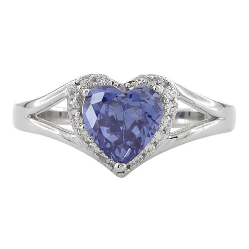 ANILLO EN PLATA CORAZON AMATISTA CON MICROCIRCONES ALREDEDOR APCH67