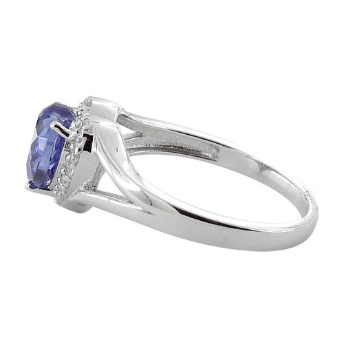 ANILLO EN PLATA CORAZON AMATISTA CON MICROCIRCONES ALREDEDOR APCH67