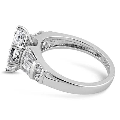 Anillo de plata con circon central talla princesa y microcircones laterales L19