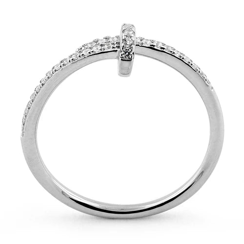 ANILLO EN PLATA DISEÑO CLAVO CON CIRCONES