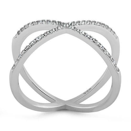 ANILLO EN PLATA CON X SOBREPUESTA EN MICROCIRCONES APCH76