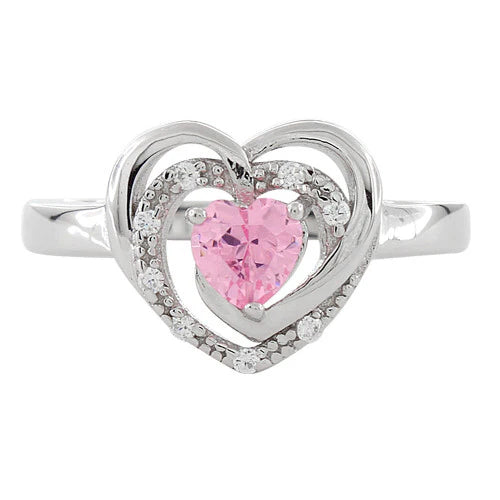 ANILLO EN PLATA CON CORAZON ROSA APCH15