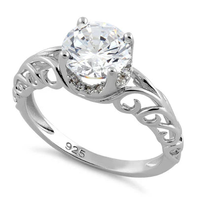 Anillo de plata CZ transparente con diseño de remolino  L21