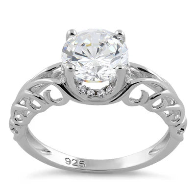 Anillo de plata CZ transparente con diseño de remolino  L21
