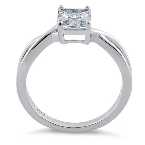 ANILLO EN PLATA DISEÑO TORCIDO CON CORTE ESMERALDA APCH50