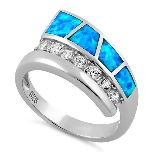 Anillo en Plata diseño Unique con opalo de laboratorio y circones L10