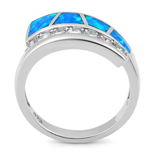 Anillo en Plata diseño Unique con opalo de laboratorio y circones L10