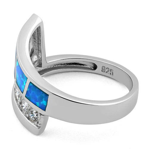 Anillo en Plata diseño Unique con opalo de laboratorio y circones L10