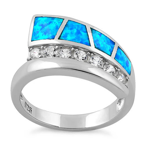 Anillo en Plata diseño Unique con opalo de laboratorio y circones L10